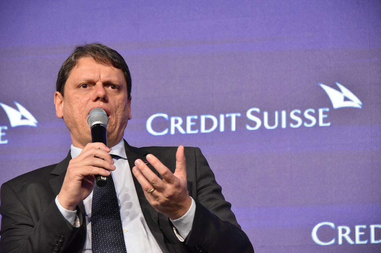 Tarcísio Gomes de Freitas falou sobre o complexo santista em evento do Credit Suisse