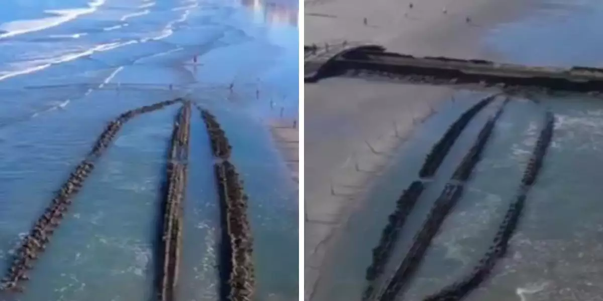 Os destroços do navio encalhado há 100 anos ficaram visíveis