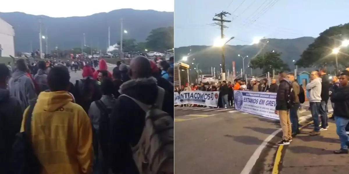 Protesto voltou a ocorrer na Refinaria Presidente Bernardes (RPBC), em Cubatão, nesta segunda (16)