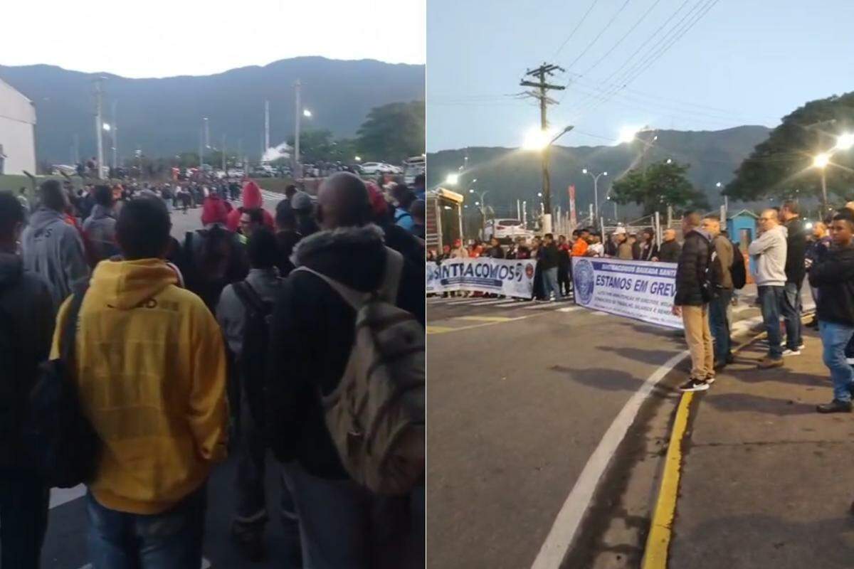 Protesto voltou a ocorrer na Refinaria Presidente Bernardes (RPBC), em Cubatão, nesta segunda (16)